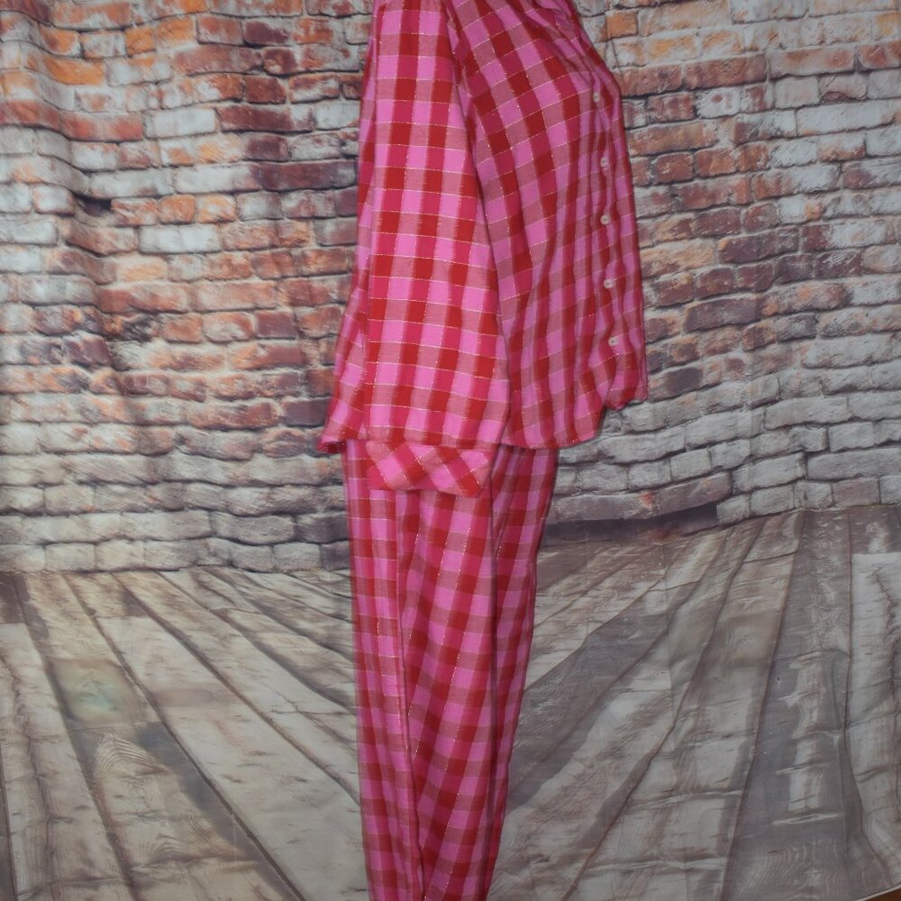 Victorias Secret XL Pajama Set Sleep Cotton Flannel Long Sleeve Plaid - Picture 5 of 12